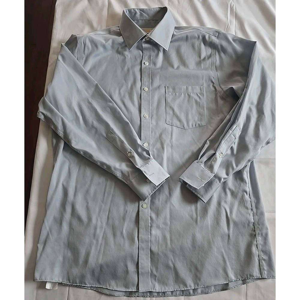 Michael Kors Mens 16 5‎ Neck Light Blue Button Down Long Sleeve Shirt Preppy